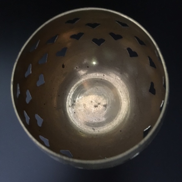 Brass Candle Cup with Heart Cut Outs - Picture 3 of 4